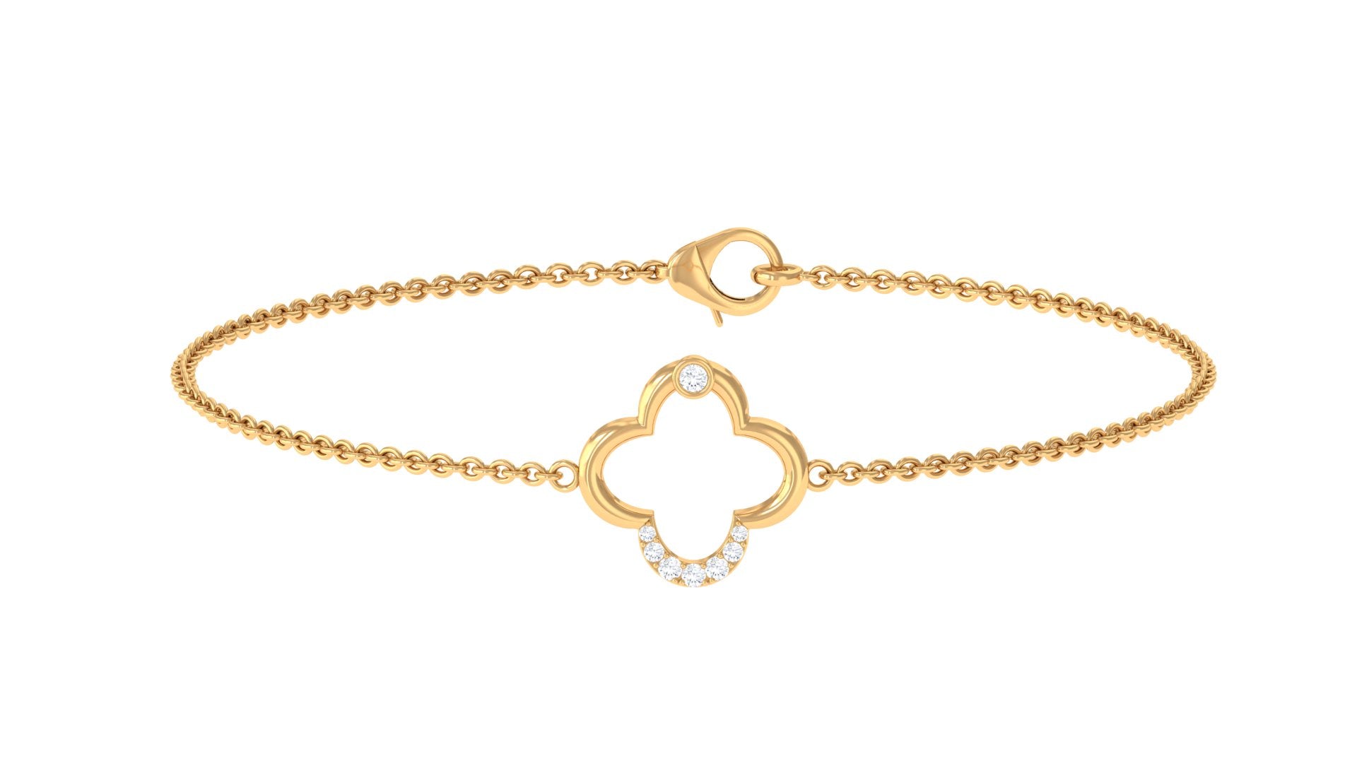 Elegant Cubic Zirconia Flower Chain Bracelet in Gold Zircon - ( AAAA ) - Quality - Rosec Jewels