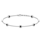 1 CT Bezel Set Black Diamond Seven Stone Station Chain Bracelet Black Diamond - ( AAA ) - Quality - Rosec Jewels