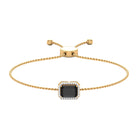 2 CT Octagon Cut Black Onyx and Diamond Bolo Chain Bracelet Black Onyx - ( AAA ) - Quality - Rosec Jewels