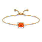 2 CT Emerald Cut Fire Opal and Diamond Bolo Chain Bracelet Fire Opal - ( AAA ) - Quality - Rosec Jewels