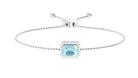 Swiss Blue Topaz Bolo Chain Bracelet with Diamond Sky Blue Topaz - ( AAA ) - Quality - Rosec Jewels