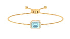 Swiss Blue Topaz Bolo Chain Bracelet with Diamond Sky Blue Topaz - ( AAA ) - Quality - Rosec Jewels