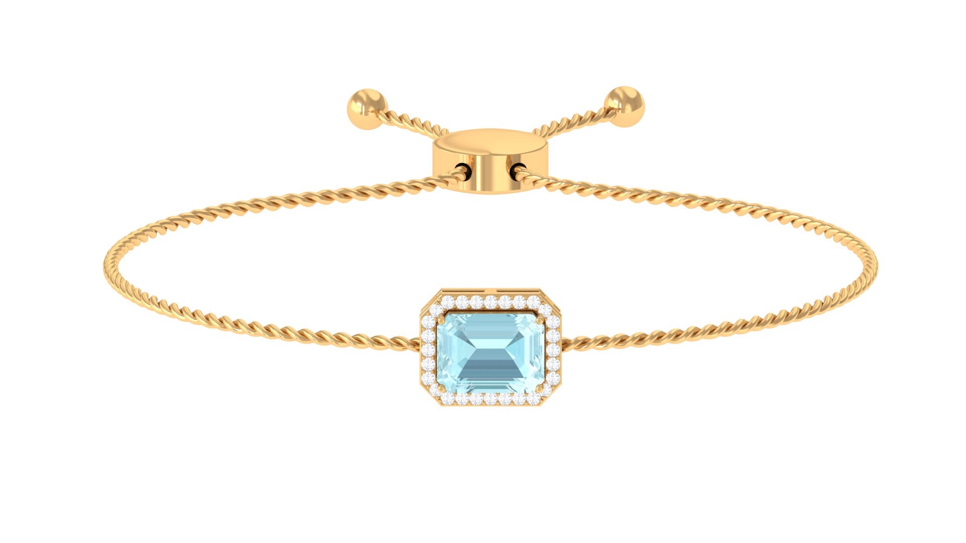 Swiss Blue Topaz Bolo Chain Bracelet with Diamond Sky Blue Topaz - ( AAA ) - Quality - Rosec Jewels