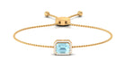 Swiss Blue Topaz Bolo Chain Bracelet with Diamond Sky Blue Topaz - ( AAA ) - Quality - Rosec Jewels