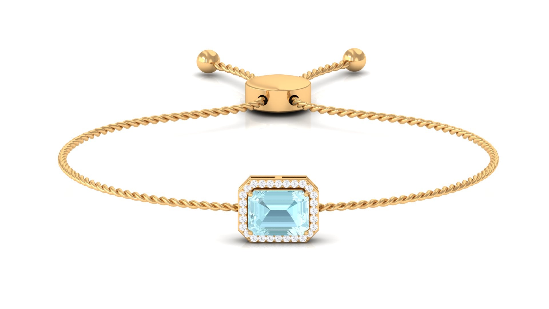 Swiss Blue Topaz Bolo Chain Bracelet with Diamond Sky Blue Topaz - ( AAA ) - Quality - Rosec Jewels