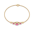 Designer Pink Sapphire and Diamond Three Stone Bracelet Pink Sapphire - ( AAA ) - Quality - Rosec Jewels