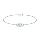 Minimal Sky Blue Topaz and Diamond Geometric Chain Bracelet Sky Blue Topaz - ( AAA ) - Quality - Rosec Jewels