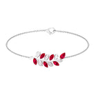 Created Ruby Leaf Chain Bracelet Lab Created Ruby - ( AAAA ) - Quality - Rosec Jewels