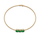 Natural Emerald Three Stone Chain Bracelet Emerald - ( AAA ) - Quality - Rosec Jewels