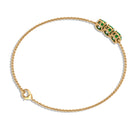 Natural Emerald Three Stone Chain Bracelet Emerald - ( AAA ) - Quality - Rosec Jewels