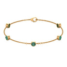 Bezel Set Green Sapphire Five Stone Station Chain Bracelet Green Sapphire - ( AAA ) - Quality - Rosec Jewels