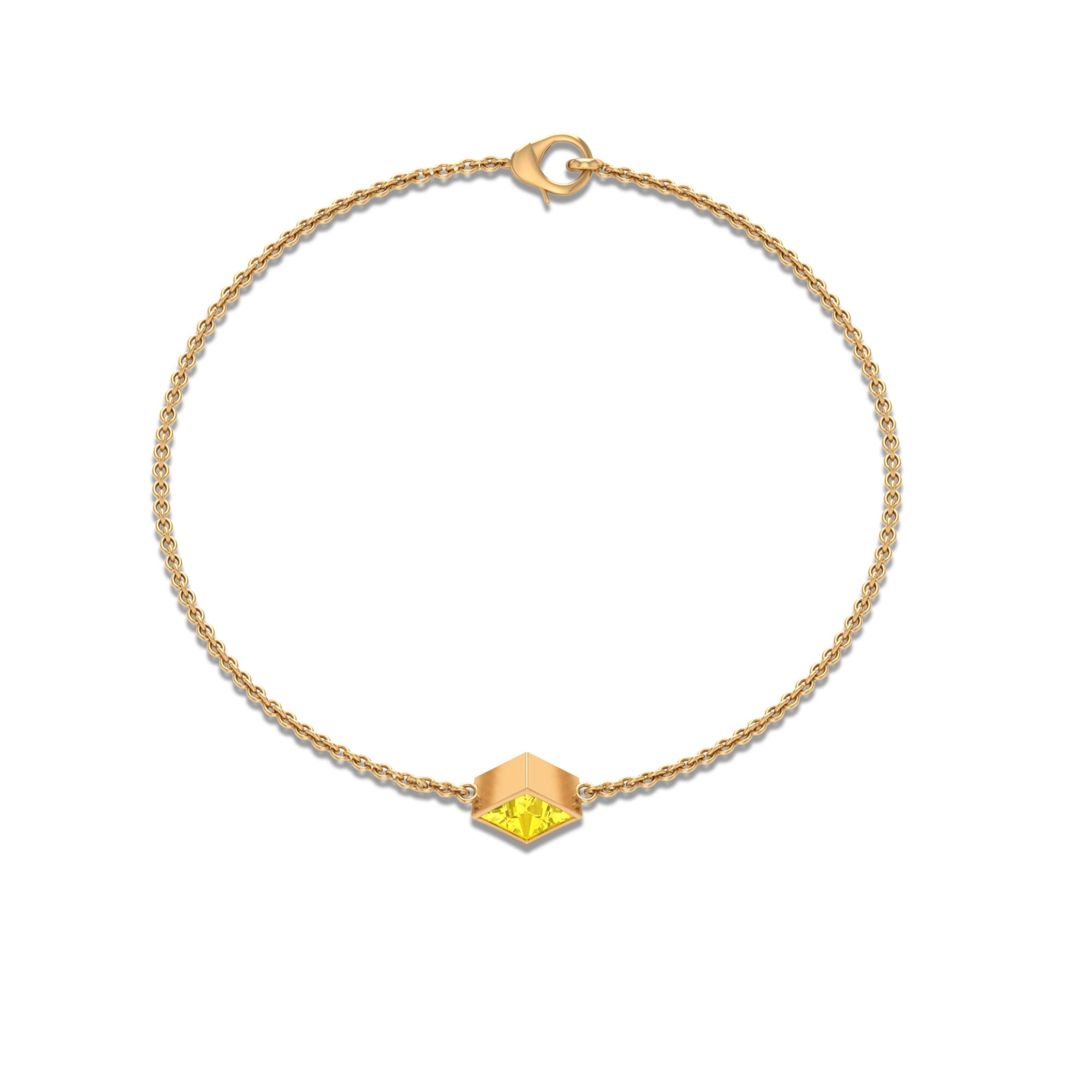 Princess Cut Yellow Sapphire Solitaire Chain Bracelet Yellow Sapphire - ( AAA ) - Quality - Rosec Jewels