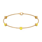 Bezel Set Yellow Sapphire Five Stone Station Chain Bracelet Yellow Sapphire - ( AAA ) - Quality - Rosec Jewels