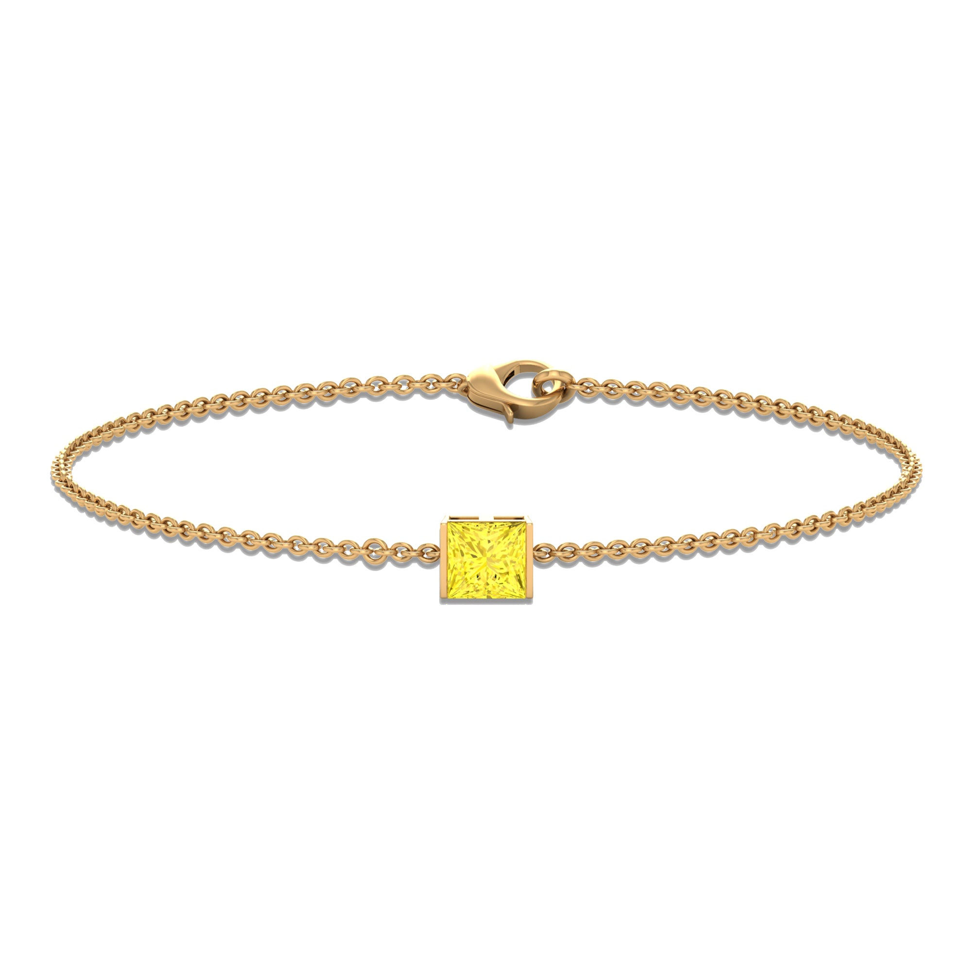 Princess Cut Yellow Sapphire Solitaire Bracelet in Bar Setting Yellow Sapphire - ( AAA ) - Quality - Rosec Jewels