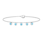 1.25 CT Bezel Set Aquamarine Station Chain Bracelet Aquamarine - ( AAA ) - Quality - Rosec Jewels