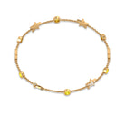 Round Yellow Sapphire and Diamond Star Station Chain Bracelet Yellow Sapphire - ( AAA ) - Quality - Rosec Jewels