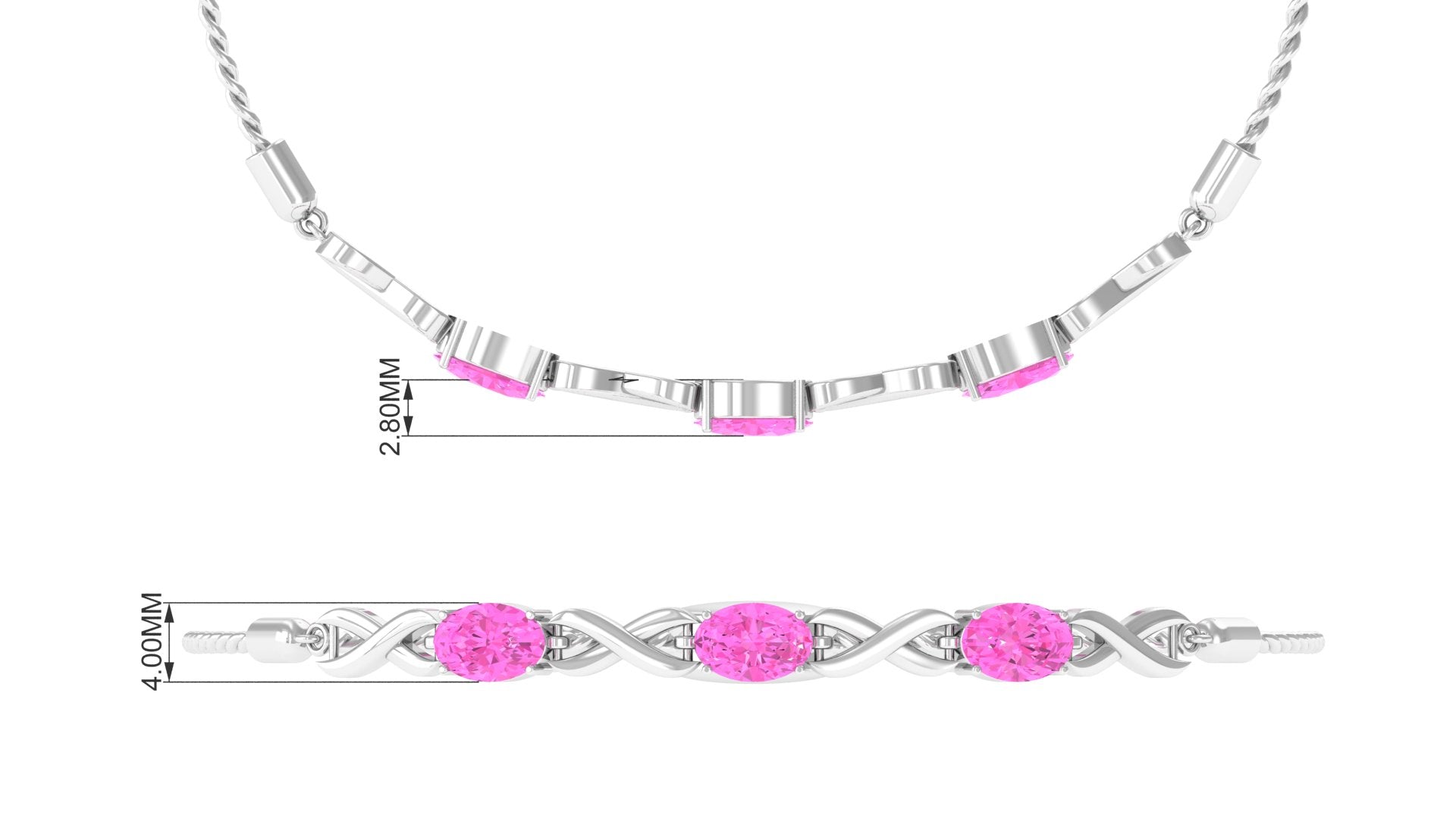 1.75 CT Oval Cut Pink Sapphire and Gold Infinity Link Bolo Bracelet for Women Pink Sapphire - ( AAA ) - Quality - Rosec Jewels