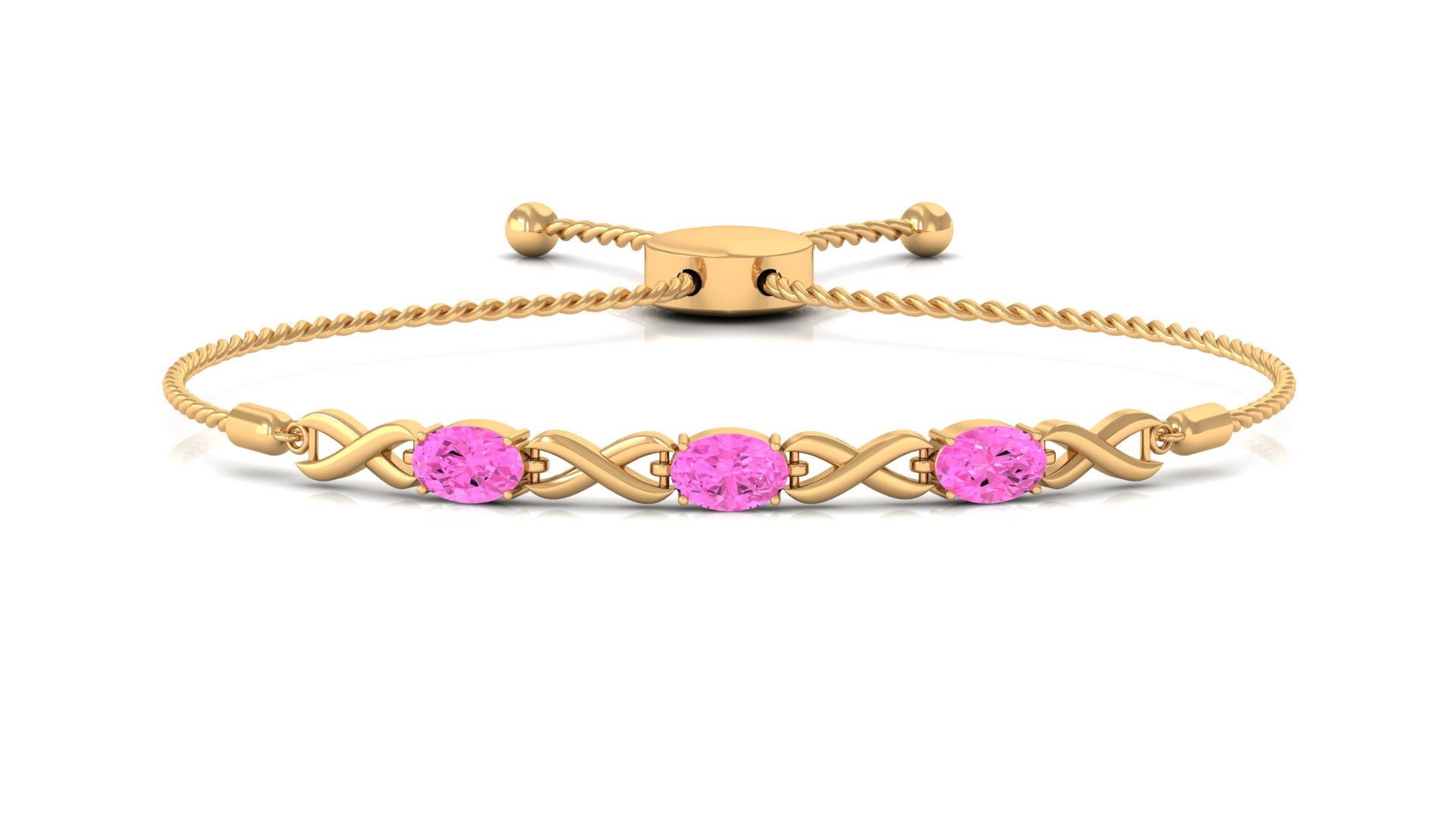 1.75 CT Oval Cut Pink Sapphire and Gold Infinity Link Bolo Bracelet for Women Pink Sapphire - ( AAA ) - Quality - Rosec Jewels