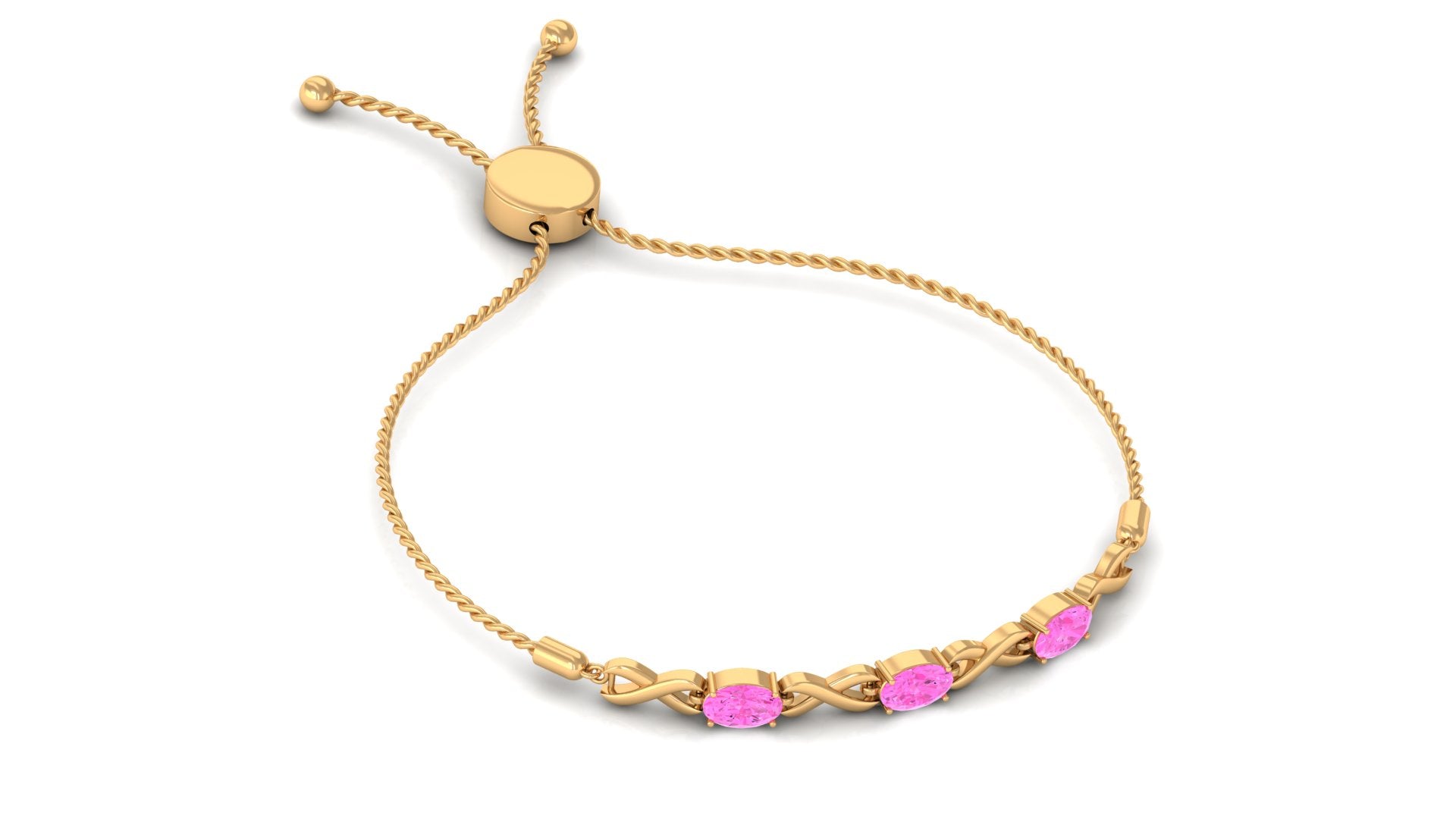 1.75 CT Oval Cut Pink Sapphire and Gold Infinity Link Bolo Bracelet for Women Pink Sapphire - ( AAA ) - Quality - Rosec Jewels