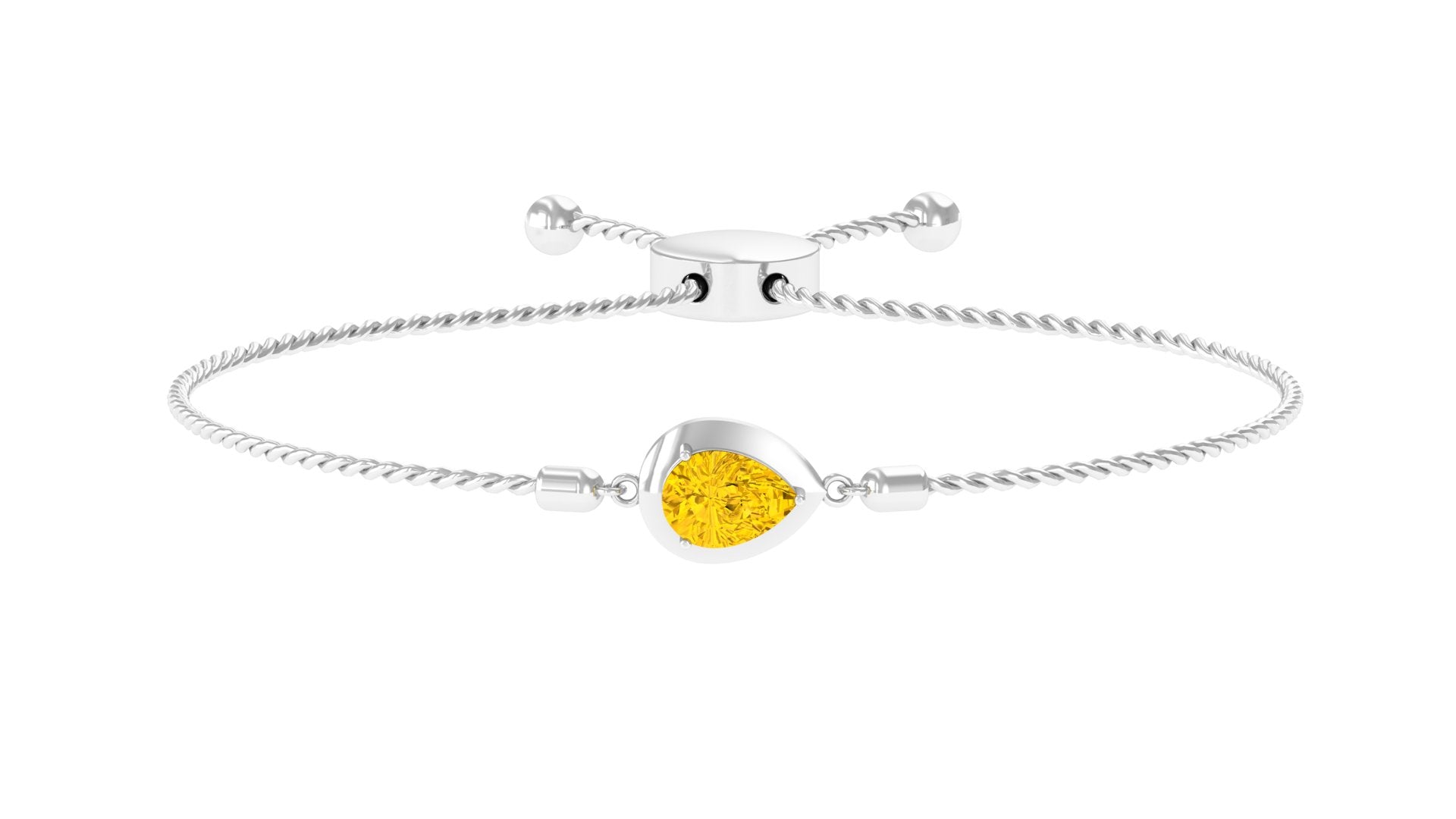 Pear Cut Solitaire Yellow Sapphire Simple Bolo Bracelet Yellow Sapphire - ( AAA ) - Quality - Rosec Jewels