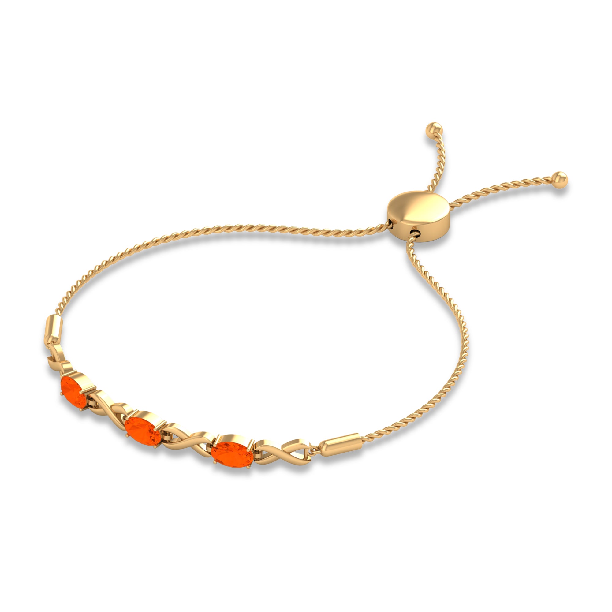 3/4 CT Oval Cut Fire Opal and Gold Infinity Link Bolo Bracelet Fire Opal - ( AAA ) - Quality - Rosec Jewels