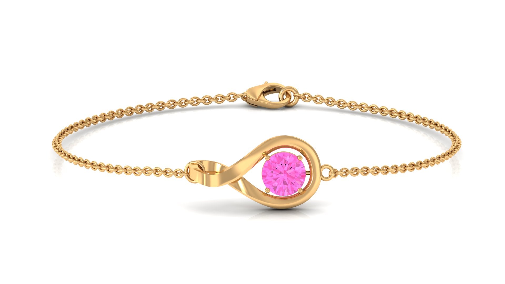 Simple Round Pink Sapphire Infinity Chain Bracelet Pink Sapphire - ( AAA ) - Quality - Rosec Jewels