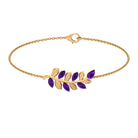 1.25 CT Natural Amethyst Gold Leaf Chain Bracelet Amethyst - ( AAA ) - Quality - Rosec Jewels