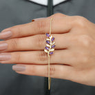 1.25 CT Natural Amethyst Gold Leaf Chain Bracelet Amethyst - ( AAA ) - Quality - Rosec Jewels