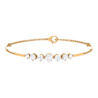 Moissanite Link Bar Bracelet with Graduated Style Moissanite - ( D-VS1 ) - Color and Clarity - Rosec Jewels