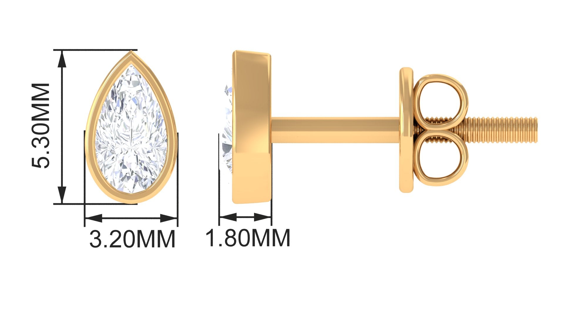 Solitaire 1/4 CT Pear Cut Diamond Stud Earrings Diamond - ( HI-SI ) - Color and Clarity - Rosec Jewels