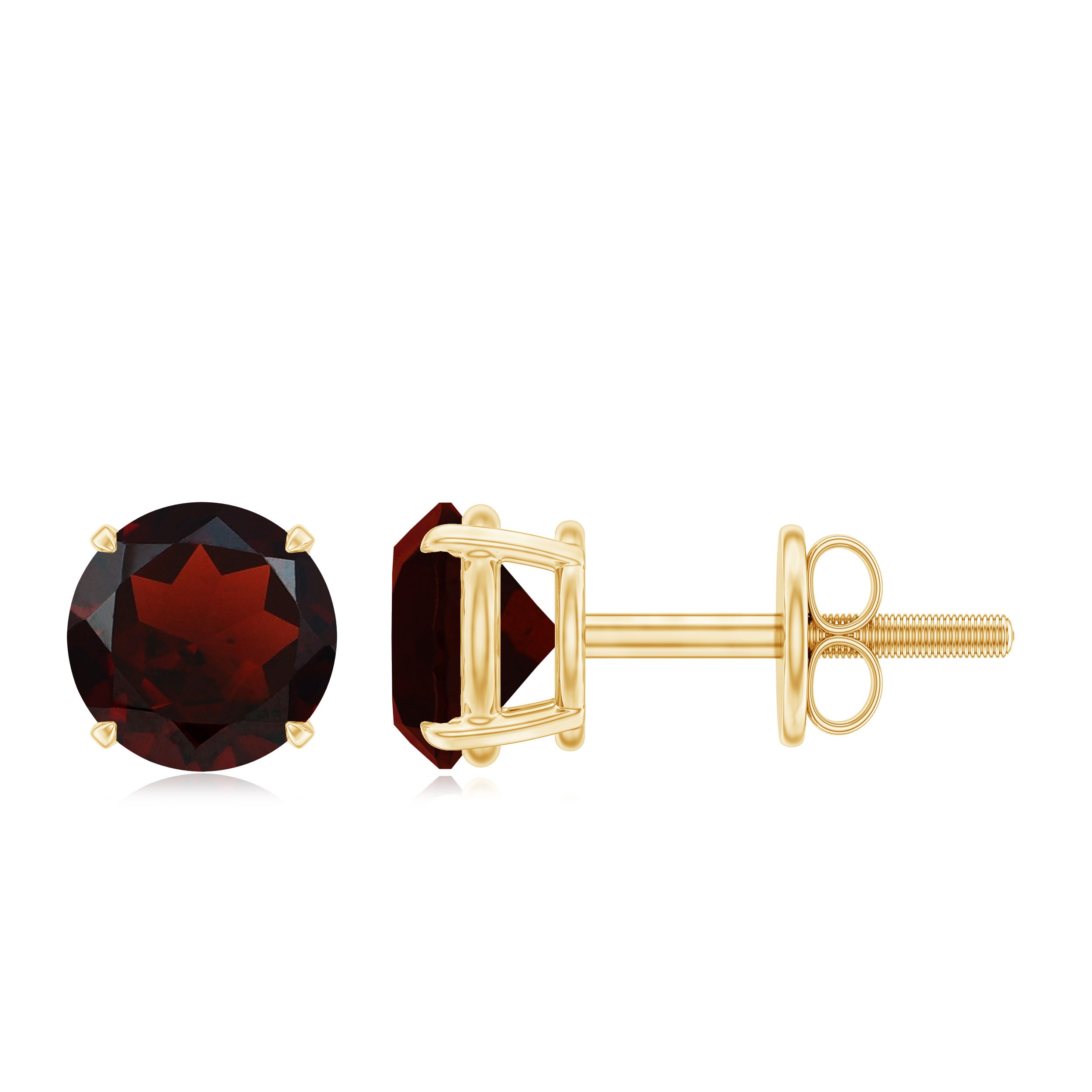 January Birthstone 1/2 CT Round Cut Garnet Solitaire Stud Earrings for Women Garnet - ( AAA ) - Quality - Rosec Jewels