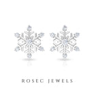 Round Diamond Snowflake Stud Earrings Diamond - ( HI-SI ) - Color and Clarity - Rosec Jewels