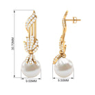 Designer Freshwater Pearl Dangle Earrings with Diamond Accent Freshwater Pearl - ( AAA ) - Quality - Rosec Jewels