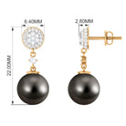 Natural Tahitian Pearl Dangle Earrings with Diamond Tahitian pearl - ( AAA ) - Quality - Rosec Jewels