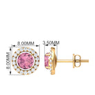 1.25 CT Natural Pink Tourmaline and Diamond Halo Stud Earrings Pink Tourmaline - ( AAA ) - Quality - Rosec Jewels