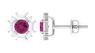 1.25 CT Pink Tourmaline and Diamond Halo Stud Earrings Pink Tourmaline - ( AAA ) - Quality - Rosec Jewels