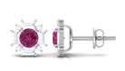 1.25 CT Pink Tourmaline and Diamond Halo Stud Earrings Pink Tourmaline - ( AAA ) - Quality - Rosec Jewels