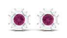 1.25 CT Pink Tourmaline and Diamond Halo Stud Earrings Pink Tourmaline - ( AAA ) - Quality - Rosec Jewels