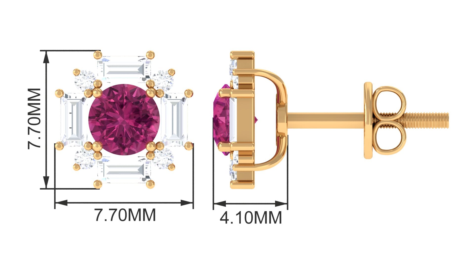 1.25 CT Pink Tourmaline and Diamond Halo Stud Earrings Pink Tourmaline - ( AAA ) - Quality - Rosec Jewels