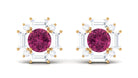 1.25 CT Pink Tourmaline and Diamond Halo Stud Earrings Pink Tourmaline - ( AAA ) - Quality - Rosec Jewels