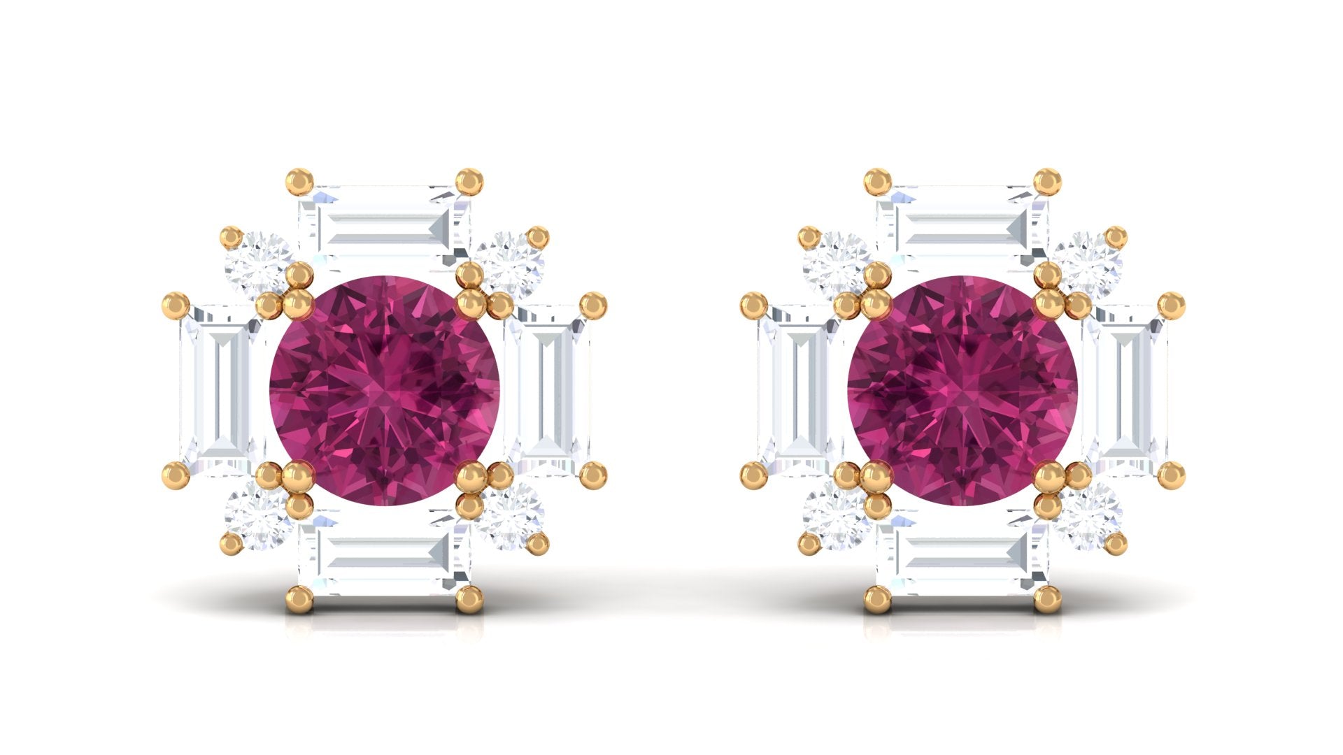 1.25 CT Pink Tourmaline and Diamond Halo Stud Earrings Pink Tourmaline - ( AAA ) - Quality - Rosec Jewels