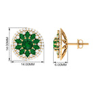 6 CT Created Emerald Statement Stud Earrings with Moissanite Lab Created Emerald - ( AAAA ) - Quality - Rosec Jewels