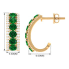 1.75 CT Created Emerald and Diamond Hoop Earrings Lab Created Emerald - ( AAAA ) - Quality - Rosec Jewels