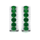 1.75 CT Created Emerald and Diamond Hoop Earrings Lab Created Emerald - ( AAAA ) - Quality - Rosec Jewels