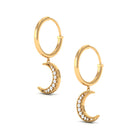 Diamond Moon Drop Hoop Earrings Diamond - ( HI-SI ) - Color and Clarity - Rosec Jewels