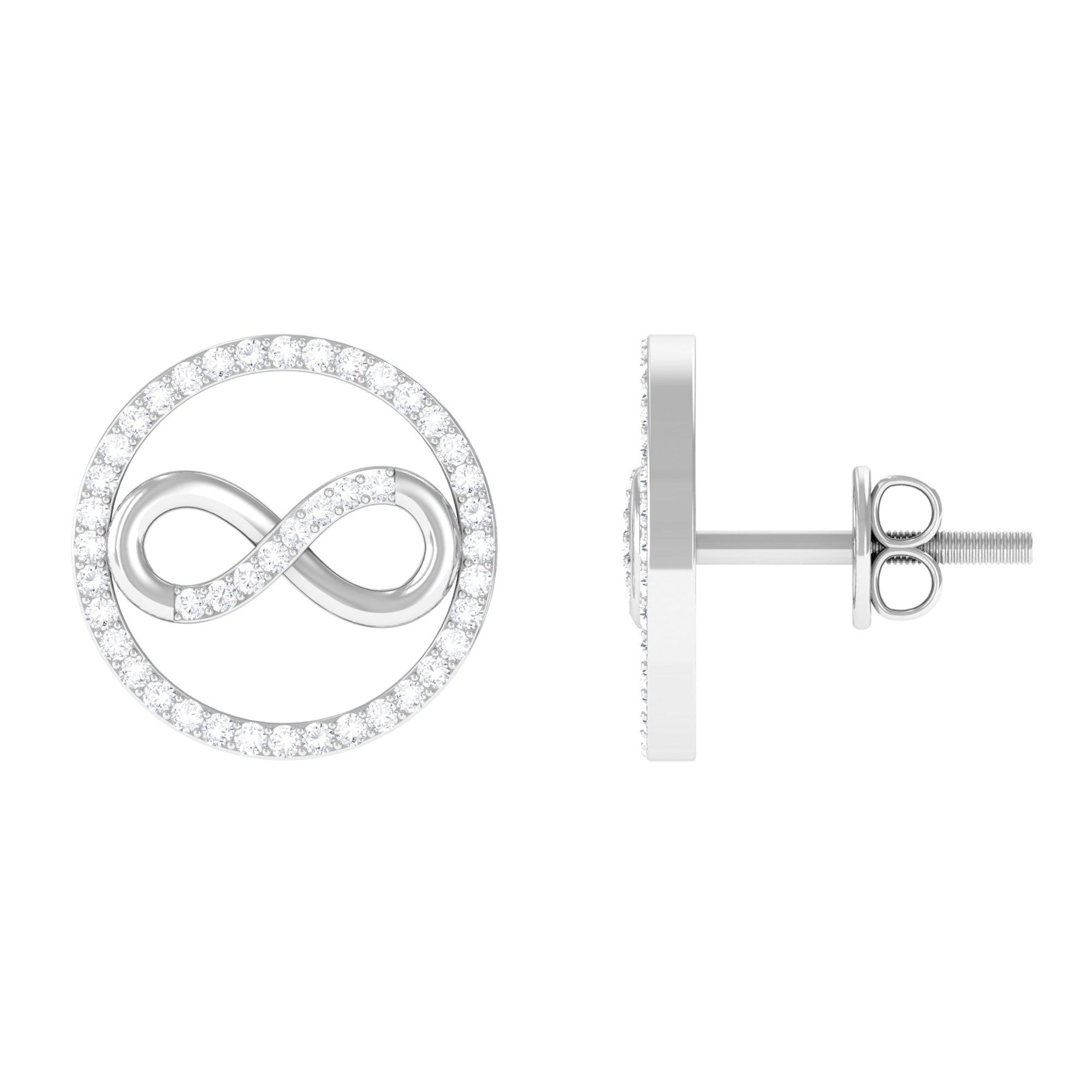 1/4 CT Open Circle and Infinity Diamond Stud Earrings Diamond - ( HI-SI ) - Color and Clarity - Rosec Jewels