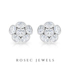 Oval Shaped Diamond Cluster Stud Earrings Diamond - ( HI-SI ) - Color and Clarity - Rosec Jewels