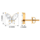 1/2 CT Minimal Real Diamond Butterfly Stud Earrings Diamond - ( HI-SI ) - Color and Clarity - Rosec Jewels