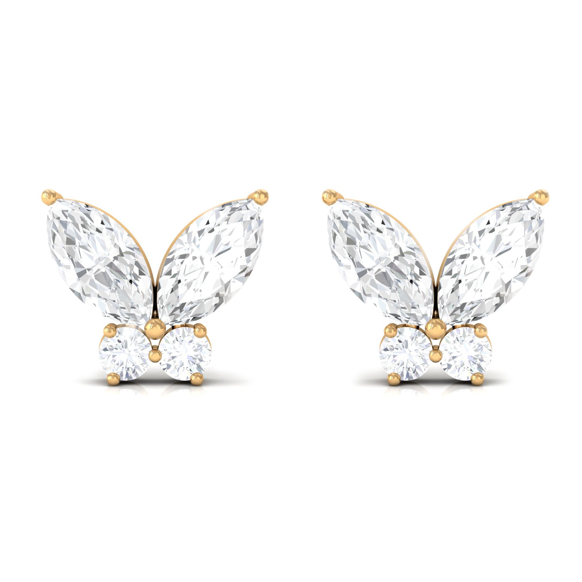 1/2 CT Minimal Real Diamond Butterfly Stud Earrings Diamond - ( HI-SI ) - Color and Clarity - Rosec Jewels