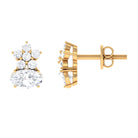 1 CT Flower Stud Earrings with Round and Oval Cubic Zirconia Zircon - ( AAAA ) - Quality - Rosec Jewels